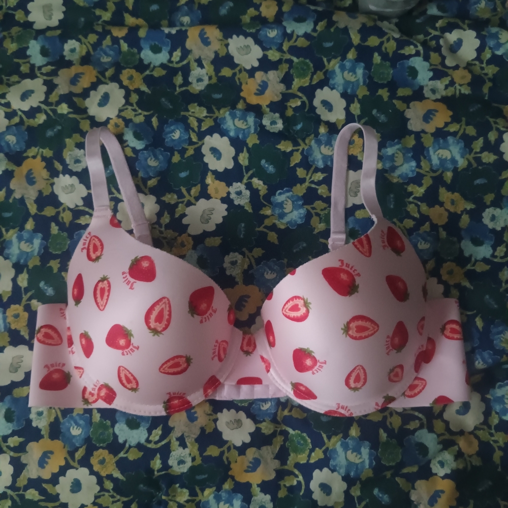 Juicy Couture Pink Bra with Strawberry Design